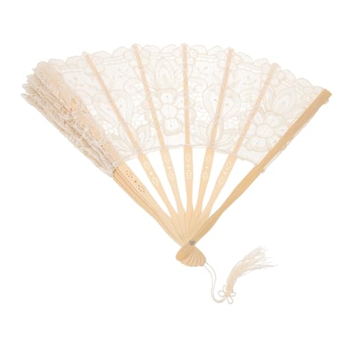ORFOFE Eleganter Faltbarer Handfächer aus Besticktem Holz und Spitze Leichter Tragbarer Chinesischer Fächer für Diy Dekoration Tanz Sommer Geeignet für Party und Wandgestaltung von ORFOFE