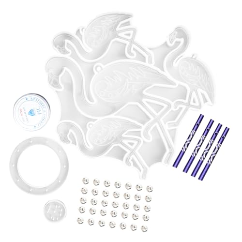 ORFOFE Epoxidharz Windspiel Silikonform Flamingo Motiv DIY Windglocke Gießform für Dekorative Anhänger Wohnraum Basteln Durchsichtig Langlebig Einfach zu Entformen Zufällige Farbe von ORFOFE