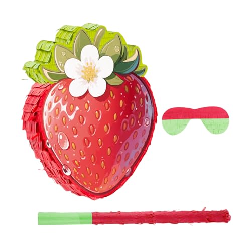 ORFOFE Erdbeer Pinata mit Füllöffnung und Aufhängeschlaufe Rotes Sommer Obst Partyspiel für Geburtstagsdeko Cinco De Mayo Partyzubehör und Konfetti Lebensmittel-dekoration von ORFOFE