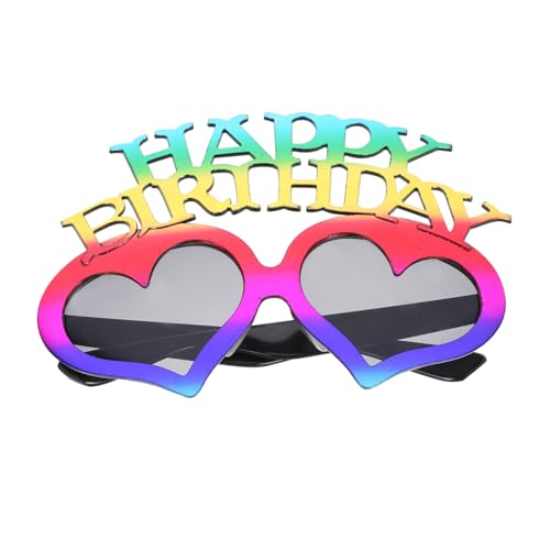 ORFOFE Herzförmige Geburtstagsbrille Bunte Partybrille Fotorequisite Leichte Kunststofffassung Unisex für Familienfeiern und Outdoor Einsatz von ORFOFE