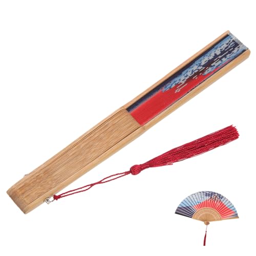 ORFOFE Japanischer Handfächer aus und Seide Eleganter Vintage Faltfächer für Damen Dekorativ Tanz oder Fotorequisite Geeignet von ORFOFE
