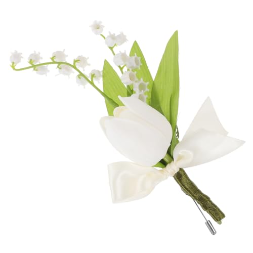 ORFOFE Künstliche Tulpen-Ansteckblume Dekoration für Hochzeit Braut Bräutigam Boutonniere von ORFOFE
