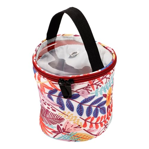 ORFOFE Oxford Strickgarn Aufbewahrungstasche mit Reißverschluss Tragbare Handarbeitstasche für Häkeln und Stricken Robust und Langlebig Kleine Orangefarbene Runde Garntasche für DIY von ORFOFE