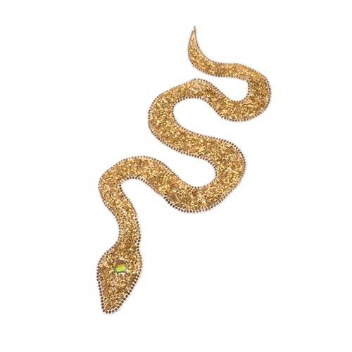 ORFOFE Schlangen-applikation zum Aufbügeln mit Strasssteinen Dekorativer Diy-bügelbild-patch für Kleidung Schuhe Hüte Vielseitiger Textilflicken mit Hotfix-klebeschicht Goldfarben von ORFOFE