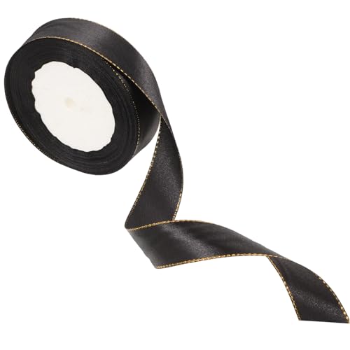 ORFOFE Schwarzes Geschenkband mit Goldener Kante Polyester dekorationsband für Geschenkverpackung Basteln und Kuchenverzierung Leicht Zuschneidbar Edles DIY Zubehör ORFOFE Schwarzes Geschenkband mit Goldener Kante Polyester dekorationsband für Geschenkverpackung Basteln und Kuchenverzierung Leicht Zuschneidbar Edles DIY Zubehör von ORFOFE