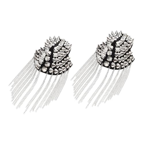 ORFOFE Silbernes Nieten Epaulet Schulterabzeichen mit Quastenkette Modische Schulterklappen Badge für Herren und Damen Stilvolle Kostüm und Militärmode ORFOFE Silbernes Nieten Epaulet Schulterabzeichen mit Quastenkette Modische Schulterklappen Badge für Herren und Damen Stilvolle Kostüm und Militärmode von ORFOFE