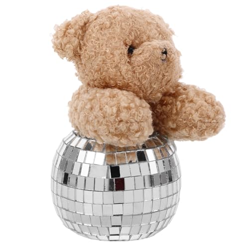 ORFOFE Spiegelnde Disco-bär Dekofigur aus Glas mit Reflektierender Oberfläche Stilvolles Party Wohnaccessoire Niedliche Plüsch-tierfigur für Schreibtisch und Tischdeko von ORFOFE