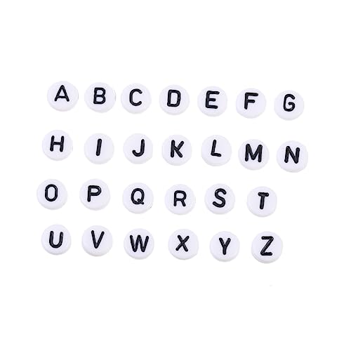 ORFOFE Teiliges Acryl Buchstabenperlen Runde Flache Weiße Perlen mit Schwarzen Buchstaben zum Auffädeln für DIY Schmuckherstellung Armbänder Halsketten und Kinderbasteln ORFOFE Teiliges Acryl Buchstabenperlen Runde Flache Weiße Perlen mit Schwarzen Buchstaben zum Auffädeln für DIY Schmuckherstellung Armbänder Halsketten und Kinderbasteln von ORFOFE