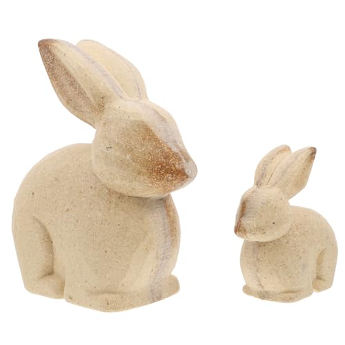 ORFOFE Unlackierte Holz Hasenfiguren DIY Handgeschnitzte Kaninchen Deko aus Holz zum Bemalen Robuste Holztiere für Bastelprojekte Kreative Tisch Wohnraumdekoration von ORFOFE