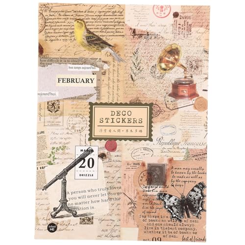 ORFOFE Vintage Pet Aufkleber Langlebige Scrapbooking Sticker für Notizbuch Kalender DIY Journaling Dekoration mit Vielfältigen Mustern und Praktischem Design von ORFOFE