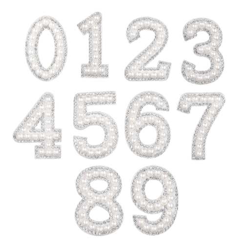 ORFOFE Weiße Strass Zahlen Patches zum Aufbügeln Multifunktionale Langlebige Applikationen für Kleidung Schuhe Taschen DIY Dekoration und Reparatur von ORFOFE