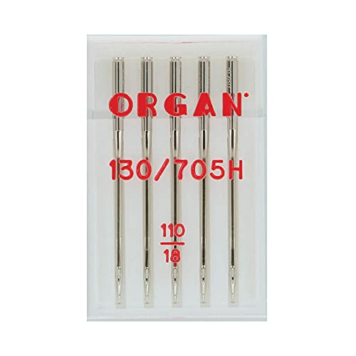 Organ Needles 5105110 Maschinennadeln, Silber, 110/18 Größe, 5 Count von ORGAN NEEDLES