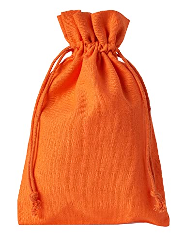 5 Baumwollsäckchen, 40x30 cm, Stoffbeutel zum Zuziehen, Geschenkverpackung, Adventskalender, Dekoration, Aufbewahrung, Spielzeug, Geschenkbeutel, Stoffsäckchen (Orange) von Organzabeutel24