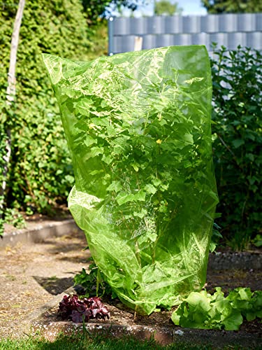 5 Frucht-Schutzbeutel mit Zugband. Zum Schutz vor Wespenfrass, Vögeln, Kirschessigfliege, Anderen Insekten und Schnecken. Traubenschutz, Organzabeutel (dunkelgrün, 100x60 cm, Durchmesser 36 cm) von ORGANZABEUTEL24