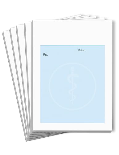 ORGASET Privatrezept für Ärzte - 250 Blätter - DIN A6 - geleimt - Motiv: Äskulapstab - 5x50 Blatt Rezeptblock - Blau von ORGASET