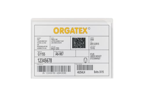 ORGATEX Etikettenhalter selbstklebend | Kanban-Cover Beleghalter selbstklebend, langlebig und UV-beständig I Hart-PVC Kartenhalter für Regalbeschriftung Lager | 10 Stück, EC-Format, transparent von ORGATEX