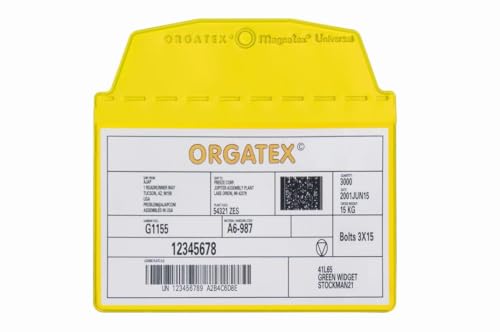 ORGATEX Sichttasche DIN A7 quer | Schutzhülle, Dokumentenhülle | Weich-PVC Dokumententasche | Sichttasche zum Anhängen, Dokumentenmappe, ideal für Farbleitsysteme | 10er Pack, Gelb von ORGATEX