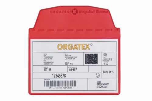 ORGATEX Sichttasche DIN A7 quer | Schutzhülle, Dokumentenhülle | Weich-PVC Dokumententasche | Sichttasche zum Anhängen, Dokumentenmappe, ideal für Farbleitsysteme | 10er Pack, Rot von ORGATEX