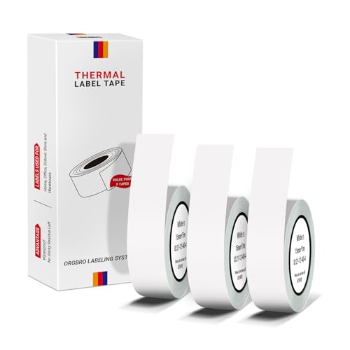 ORGBRO X1 Etikettenklebeband, echtes Thermo-Etikettendruckpapier, 15 mm x 7 m, Standard-laminiertes Büro-Etikettierband, Ersatz, 3 Rollen, Weiß ORGBRO X1 Etikettenklebeband, echtes Thermo-Etikettendruckpapier, 15 mm x 7 m, Standard-laminiertes Büro-Etikettierband, Ersatz, 3 Rollen, Weiß von ORGBRO