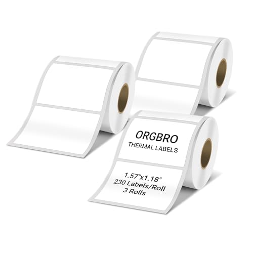 ORGBRO Etiketten, Mehrzweck-Thermoetiketten für Z3 Etikettendrucker, rechteckige Selbstklebe-Etiketten für Supermarkt, Kleingewerbe, 40 x 30 mm, 230 Etiketten/Rolle, 3 Rollen, Schwarz auf Weiß von ORGBRO