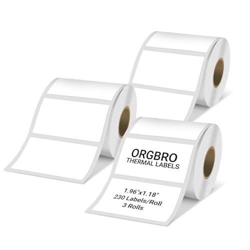 ORGBRO Etiketten, Mehrzweck-Thermoetiketten für Z3 Etikettendrucker, rechteckige Selbstklebe-Etiketten für Supermarkt, Kleingewerbe, 50 x 30 mm, 230 Etiketten/Rolle, 3 Rollen, Schwarz auf Weiß ORGBRO Etiketten, Mehrzweck-Thermoetiketten für Z3 Etikettendrucker, rechteckige Selbstklebe-Etiketten für Supermarkt, Kleingewerbe, 50 x 30 mm, 230 Etiketten/Rolle, 3 Rollen, Schwarz auf Weiß von ORGBRO