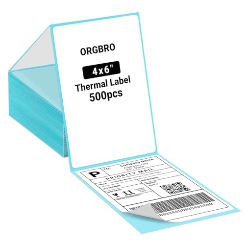 ORGBRO Versandaufkleber DHL Thermo Etiketten 4" x 6" (102mm×152 mm) Thermopapier Versandetiketten Selbstklebend Adressetiketten für Labeldrucker, 500 Blatt von ORGBRO