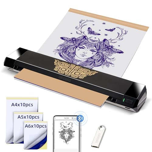 ORGBRO X8 Tattoo Drucker, Bluetooth Tattoo Stencil Drucker mit 30 Stück Transferpapier, Thermodrucker Tattoo Maschine für professionelle Künstler und Anfänger, kompatibel mit Smartphone/Tablet/PC ORGBRO X8 Tattoo Drucker, Bluetooth Tattoo Stencil Drucker mit 30 Stück Transferpapier, Thermodrucker Tattoo Maschine für professionelle Künstler und Anfänger, kompatibel mit Smartphone/Tablet/PC von ORGBRO