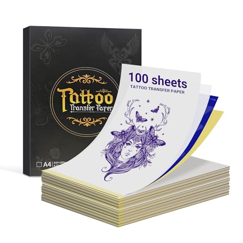 ORGBRO X8 Tattoo Transferpapier 100 Blatt, 4-lagiges Tattoo Papier Zum Bedrucken für Tätowierungen, Tattoo Stencil Druckerpapier Kompatibel mit Tattoo Stencil Drucker, A4-Format 210 mm x 297 mm ORGBRO X8 Tattoo Transferpapier 100 Blatt, 4-lagiges Tattoo Papier Zum Bedrucken für Tätowierungen, Tattoo Stencil Druckerpapier Kompatibel mit Tattoo Stencil Drucker, A4-Format 210 mm x 297 mm von ORGBRO