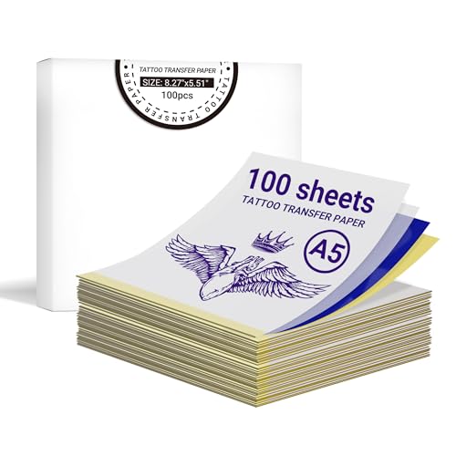 ORGBRO X8 Tattoo Transferpapier 100 Blatt, 4-lagiges Tattoo Papier Zum Bedrucken für Tätowierungen, Tattoo Stencil Druckerpapier Kompatibel mit Tattoo Stencil Drucker, A5-Format 140mm x 210mm ORGBRO X8 Tattoo Transferpapier 100 Blatt, 4-lagiges Tattoo Papier Zum Bedrucken für Tätowierungen, Tattoo Stencil Druckerpapier Kompatibel mit Tattoo Stencil Drucker, A5-Format 140mm x 210mm von ORGBRO