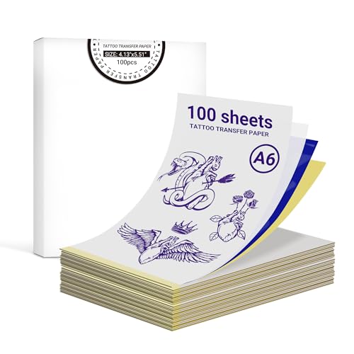 ORGBRO X8 Tattoo Transferpapier 100 Blatt, 4-lagiges Tattoo Papier Zum Bedrucken für Tätowierungen, Tattoo Stencil Druckerpapier Kompatibel mit Tattoo Stencil Drucker, A6-Format 105mm x 140mm ORGBRO X8 Tattoo Transferpapier 100 Blatt, 4-lagiges Tattoo Papier Zum Bedrucken für Tätowierungen, Tattoo Stencil Druckerpapier Kompatibel mit Tattoo Stencil Drucker, A6-Format 105mm x 140mm von ORGBRO