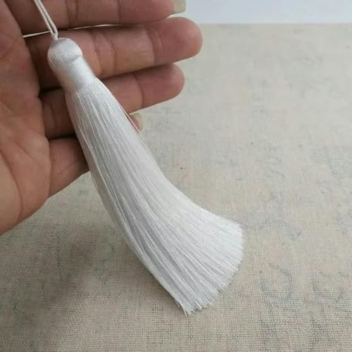 12 cm Quaste aus Polyester, Hängering, Seilquaste, Fransenbesatz, DIY-Nähzubehör, Heimvorhang, Anhänger, Dekoration, 2 Stück, Weiß 12 cm Quaste aus Polyester, Hängering, Seilquaste, Fransenbesatz, DIY-Nähzubehör, Heimvorhang, Anhänger, Dekoration, 2 Stück, Weiß von ORGEFY
