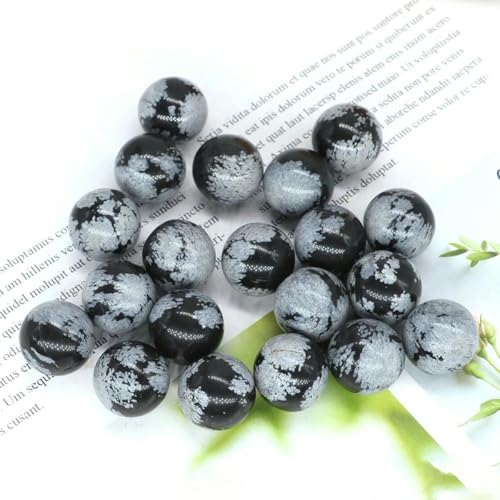 16 mm Kristallkugel-Stein, Kugel, Heimdekoration, Taschen-Edelstein, Quarz, runde Perlen, Mineralprobe, Schneeflocken-Obsidian, 50 Stück 16 mm Kristallkugel-Stein, Kugel, Heimdekoration, Taschen-Edelstein, Quarz, runde Perlen, Mineralprobe, Schneeflocken-Obsidian, 50 Stück von ORGEFY