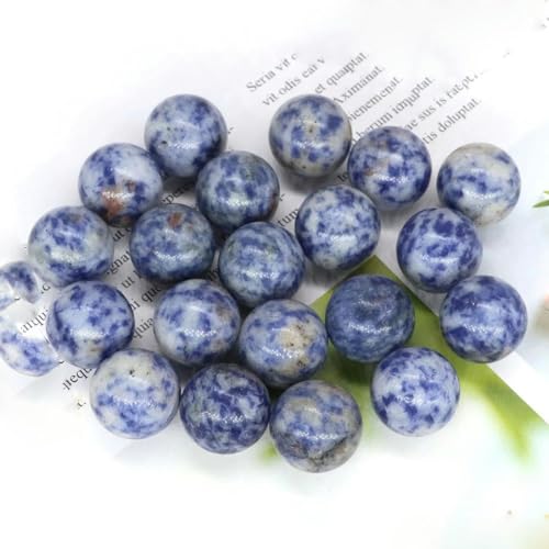 Kristallkugel-Steinkugel, 16 mm, Heimdekoration, Taschen-Edelstein, Quarz, runde Perlen, Mineralprobe, blauer Punkt-Jaspis, 50 Stück Kristallkugel-Steinkugel, 16 mm, Heimdekoration, Taschen-Edelstein, Quarz, runde Perlen, Mineralprobe, blauer Punkt-Jaspis, 50 Stück von ORGEFY