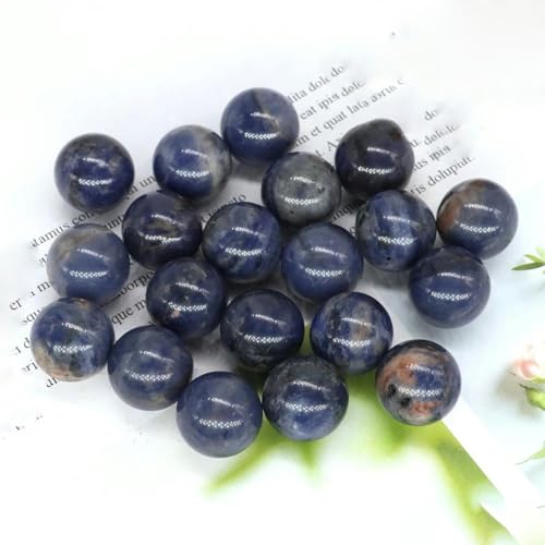 Kristallkugel-Steinkugel, 16 mm, Heimdekoration, Taschen-Edelstein, Quarz, runde Perlen, Mineralprobe, blauer Sodalith, 5 Stück Kristallkugel-Steinkugel, 16 mm, Heimdekoration, Taschen-Edelstein, Quarz, runde Perlen, Mineralprobe, blauer Sodalith, 5 Stück von ORGEFY