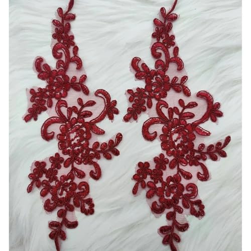 Spitzenapplikation zum Aufnähen auf Stoff, 1 Paar, Stickerei, Blumenbesatz, Flicken, Basteln, Aufkleber, Tasche, Kleid, Dekoration, Dunkelrot Spitzenapplikation zum Aufnähen auf Stoff, 1 Paar, Stickerei, Blumenbesatz, Flicken, Basteln, Aufkleber, Tasche, Kleid, Dekoration, Dunkelrot von ORGEFY