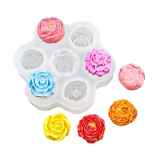 Silikonform mit 7 Mulden, Rose, Pfingstrose, Blumen, Silikon-Kerzenformen, wiederverwendbare Harzform für selbstgemachte Kerzen, Wachs, Seife, Gips, Epoxidharz, Gießen, Abendessen, Ornamente Silikonform mit 7 Mulden, Rose, Pfingstrose, Blumen, Silikon-Kerzenformen, wiederverwendbare Harzform für selbstgemachte Kerzen, Wachs, Seife, Gips, Epoxidharz, Gießen, Abendessen, Ornamente von ORGSUMMER