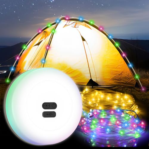 ORIA Camping Lichterkette, 2 in 1 Tragbare Lichterkette 10M, USB Wiederaufladbare Campinglampe mit 3 Beleuchtungsmodi, IPX4 Bunt Außenlichterketten für Camping, Terrasse, Wandern ORIA Camping Lichterkette, 2 in 1 Tragbare Lichterkette 10M, USB Wiederaufladbare Campinglampe mit 3 Beleuchtungsmodi, IPX4 Bunt Außenlichterketten für Camping, Terrasse, Wandern von ORIA