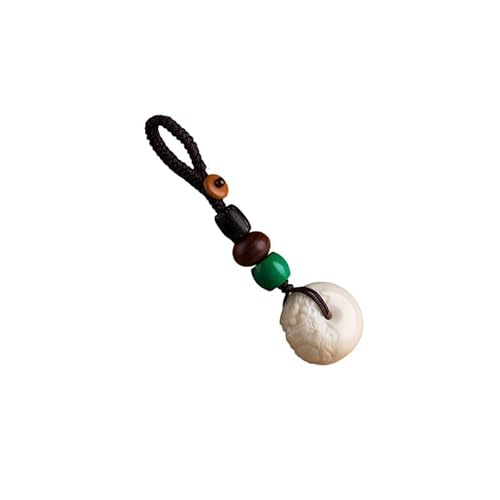 Pixiu Schlüsselanhänger, elfenbeinfarbene Frucht, Autoanhänger, handgefertigt, für Männer und Frauen, symbolisiert Glück, einfaches Geschenk für Rucksack, Autoschlüsselanhänger (B) von ORICALCHASM