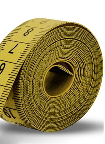 Oriento Maßband für Körper 150 cm/60 Zoll – Doppelseitiges Flexibles Körper Maßband zum Nähen, Basteln und für Gewichtsabnahme – Biegsames Schneidermaßband mit Zentimeter- und Zollangaben (Gelb) von ORIENTO