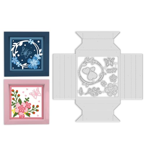 ORIGACH 12 Stück Geschenk-Schattenbox-Stanzformen, 3D-Süßigkeiten-Box-Stanzformen, Metall-Stanzformen für Bastelboxen, Kartenherstellung, Basteln, Scrapbooking, Tagebuch, Fotoalbum, Dekoration von ORIGACH