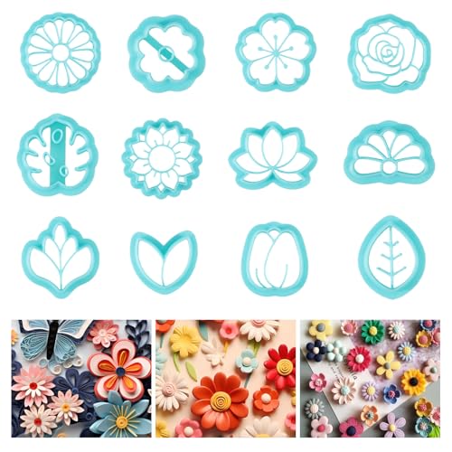 ORIGACH 12 Stück Polymer Ton Ausstecher, Blumen Ton Schneider Zur Herstellung von Ohrringen Modelliermassen-Ausstecher Zur Schmuckherstellung ORIGACH 12 Stück Polymer Ton Ausstecher, Blumen Ton Schneider Zur Herstellung von Ohrringen Modelliermassen-Ausstecher Zur Schmuckherstellung von ORIGACH