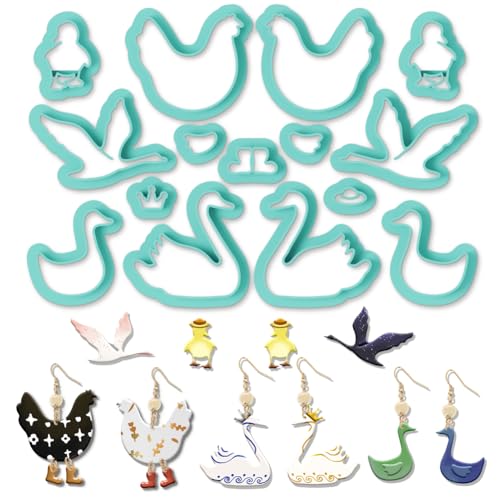 ORIGACH 15 Pcs Polymer Ton Ausstecher, Farmtiere Hühner Enten Ton Schneider Zur Herstellung von Ohrringen Modelliermassen-Ausstecher Zur Schmuckherstellung ORIGACH 15 Pcs Polymer Ton Ausstecher, Farmtiere Hühner Enten Ton Schneider Zur Herstellung von Ohrringen Modelliermassen-Ausstecher Zur Schmuckherstellung von ORIGACH