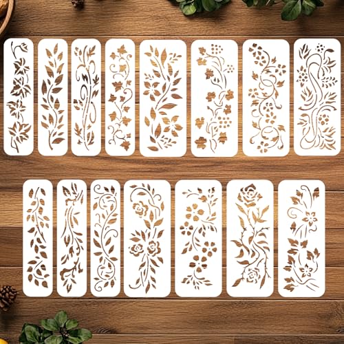 ORIGACH 15 Stück Weinreben Schablonen Zum Malen Auf Holzwänden Wiederverwendbare Pflanzen Malschablonen Für Stoff Leinwand Fenster Möbel Heimdekoration ORIGACH 15 Stück Weinreben Schablonen Zum Malen Auf Holzwänden Wiederverwendbare Pflanzen Malschablonen Für Stoff Leinwand Fenster Möbel Heimdekoration von ORIGACH