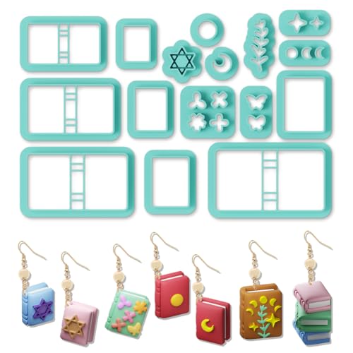 ORIGACH 16 Pcs Polymer Ton Ausstecher, Buch Ton Schneider Zur Herstellung von Ohrringen Modelliermassen-Ausstecher Zur Schmuckherstellung von ORIGACH