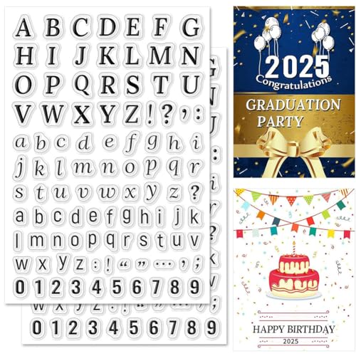 ORIGACH 2 Blatt Alphabet Zahlen Satzzeichen Clear Stamps Transparent Silikon Stempel Wiederverwendbares Werkzeug für Kartenherstellung, Basteln, Scrapbooking ORIGACH 2 Blatt Alphabet Zahlen Satzzeichen Clear Stamps Transparent Silikon Stempel Wiederverwendbares Werkzeug für Kartenherstellung, Basteln, Scrapbooking von ORIGACH
