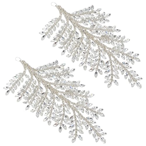 ORIGACH 2 Stück 3D-Strass-Applikation, ausgefallener Perlenaufnäher, Haarteil für Frauen, Hochzeit, Brautschmuck, Kristall-Flicken, DIY, Nähen, Kleidung, Handwerk, Dekoration von ORIGACH
