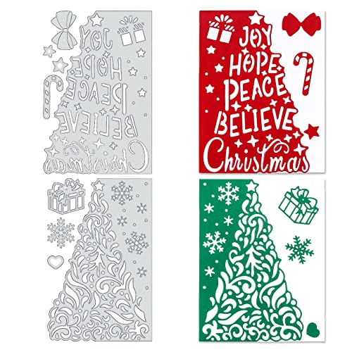 ORIGACH 2 Stücke Weihnachtsbaum Metall Stanzformen Prägen Stanzschablone Vorlage für Weihnachten DIY Kartenherstellung Fotoalbum Scrapbooking Stempel Kunst Handwerk Dekorativ von ORIGACH
