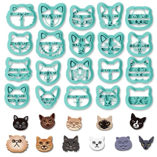 ORIGACH 20 Pcs Polymer Ton Ausstecher, Kleiner Kater, süße Katze Ton Schneider Zur Herstellung von Ohrringen Modelliermassen-Ausstecher Zur Schmuckherstellung von ORIGACH
