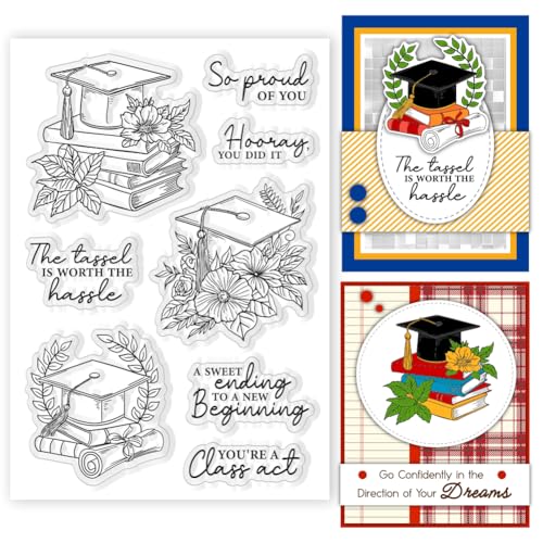 ORIGACH 2025 Abschlusssaison Silikonstempel Hüten Und Büchern Transparente Stempel Für Die Kartenherstellung Papier Basteln Journaling Und DIY Scrapbooking von ORIGACH
