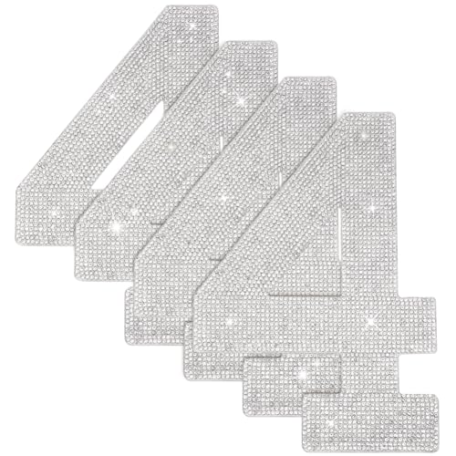 ORIGACH 20cm 4 Stück Große Strass Flicken Mit Der Zahl 4 Selbstklebende Glitzernde Zahlen Aufkleber Strass Aufnäher Zum Aufbügeln Für Kunsthandwerk Kleidung DIY Dekorationen von ORIGACH